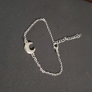 Crescent moon silver bracelet handmade simple